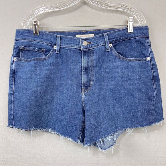 Levi's Cutoff Raw Hem Denim Jean Shorts Size 16 Western Boho Cowgirl Beach Basic - Picture 1 of 12